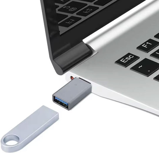 Converter USB-A female to USB-C male Gray 1pcs 17855