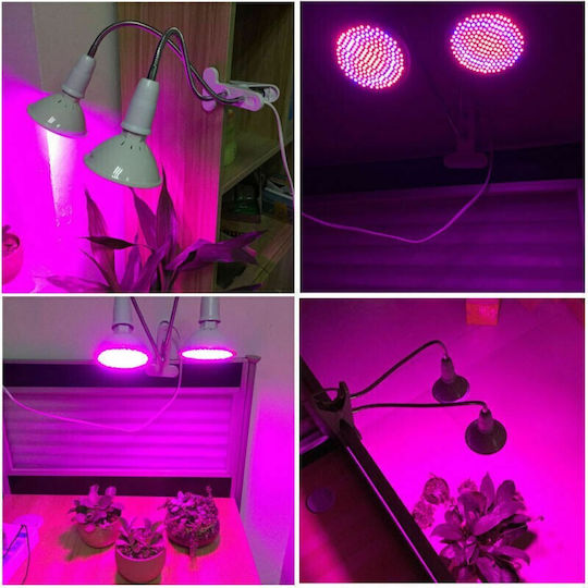 Lampă pentru Creșterea Plantelor de Interior Flippy cu Două Capete Nu Emană Căldură 290 LED-uri 2 Culori Prindere cu Clește 46x11.5x9.2 Cm