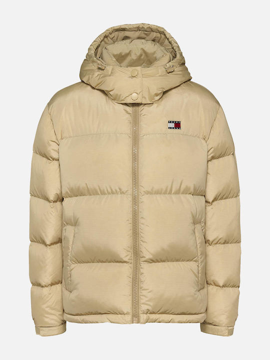 Tommy Hilfiger Tjw Alaska Women's Short Puffer Jacket for Winter with Hood Biege