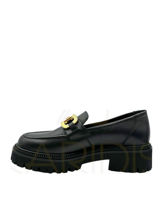 Δερμάτινα Γυναικεία Loafers σε Μαύρο Χρώμα