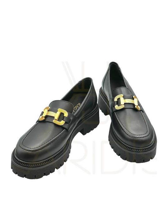 Δερμάτινα Γυναικεία Loafers σε Μαύρο Χρώμα