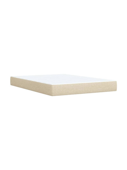 Vidaxl Boxspringbett mit Matratze Creme 160x200cm Stoff 1 Stück Doppelbett Creme