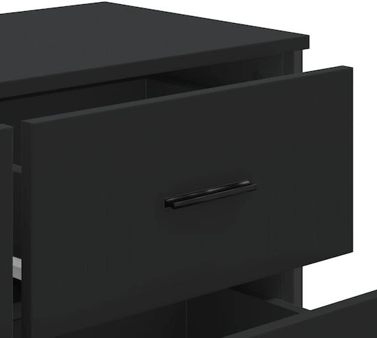Wooden Chest of Drawers with 6 Drawers Black 91x35.5x74.5cm
