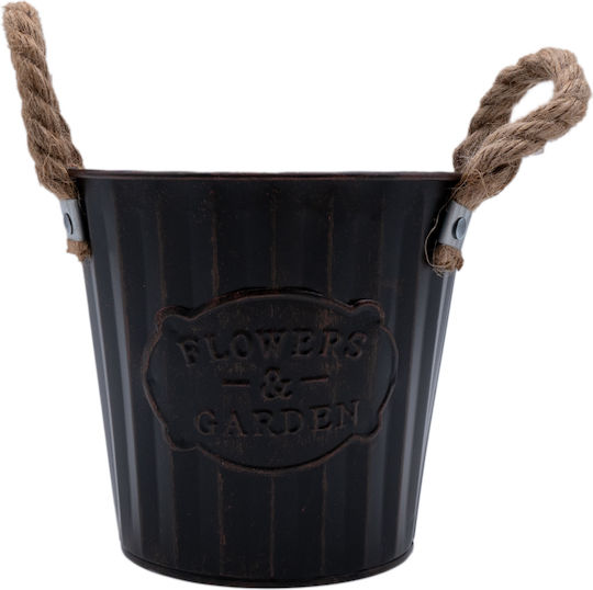 Uncle George Саксия Металик Черен 15.5x15.5x13.5εκ.