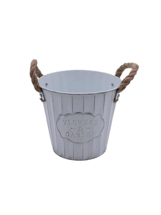 Uncle George Planter Metal White 19.5x19.5x16cm.