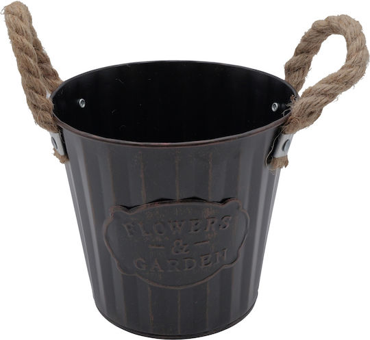 Uncle George Planter Metal Black 19.5x19.5x16cm.
