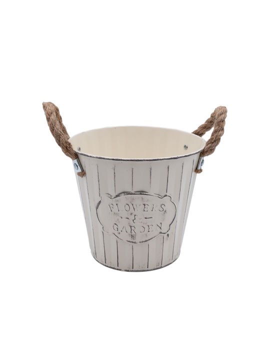 Uncle George Planter Metal Beige 19.5x19.5x16cm.