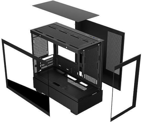 1STPLAYER MIKU Mi5 Gaming Mini-Turm Computergehäuse mit Seitenfenster Schwarz