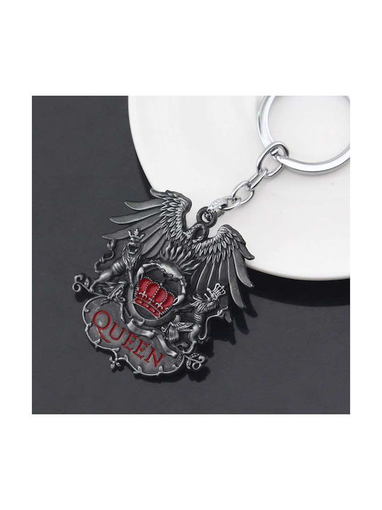 Ασημένιο Μπρελοκ Queen Κόκκινες Λεπτομέρειες Queen Silver Keychain Red Details Molfs