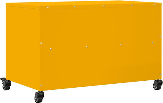 Stand TV Metalic Cu Roți Galben Muștar L68xA39xÎ43.5cm