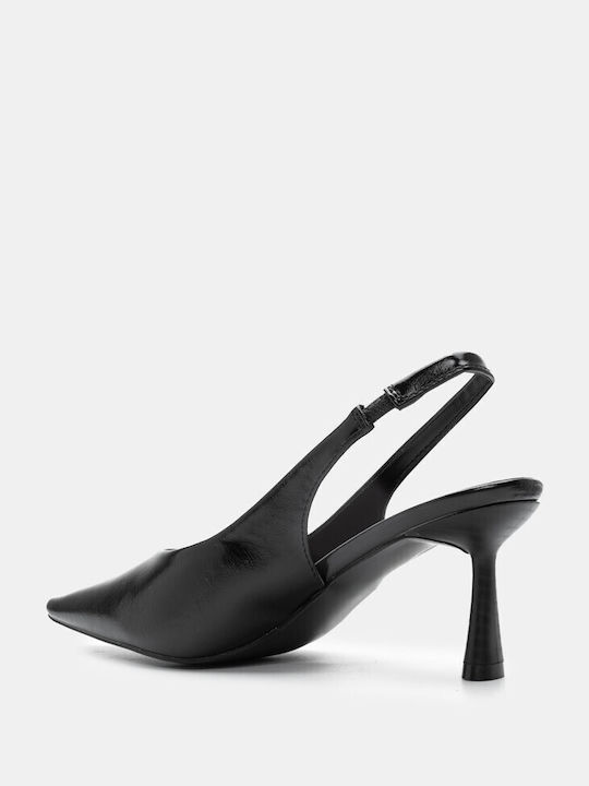 Luigi Synthetic Leather Pointed Toe Black Medium Heels