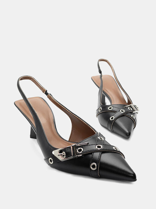 Luigi Synthetic Leather Pointed Toe Black High Heels