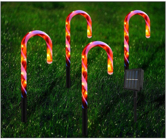Iluminată De Crăciun Plastică Figurină Candy Alb Înălțime 28cm.