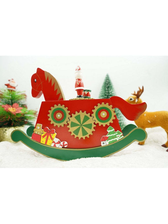 Christmas Wooden Figure Horse Red Height 25cm