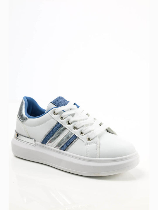 Ligglo Damen Sneakers White / Blue / Silver