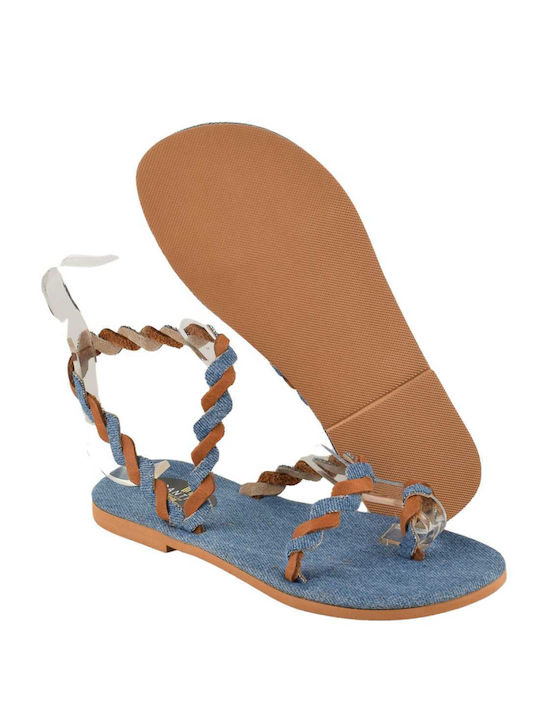 Yfantidis Women's Flat Sandals in Blue Color