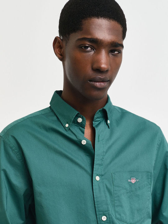 Long-sleeved Cotton Shirt Deep Forest Green