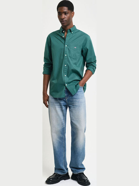Long-sleeved Cotton Shirt Deep Forest Green