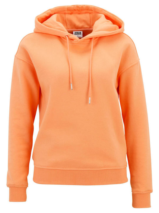 Urban Classics Ladies Women's Hooded Fleece Sweatshirt White, Papaya