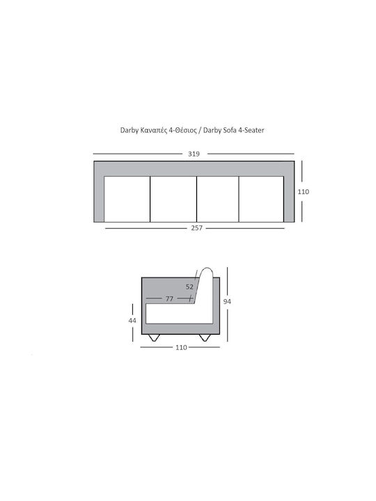 Darby Dreisitzer Sofa Grau 322x110x94cm E9413,2