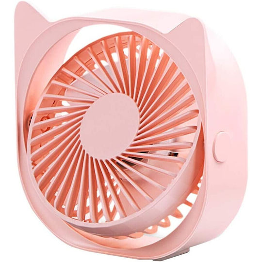 Mini Usb Desk Fan Flippy 360 Degree Rotation 3 Speeds 13.5 X 12.8 Cm Pink