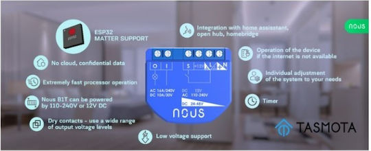 Nous Smart Switch 1 Channel Wi-Fi 16A
