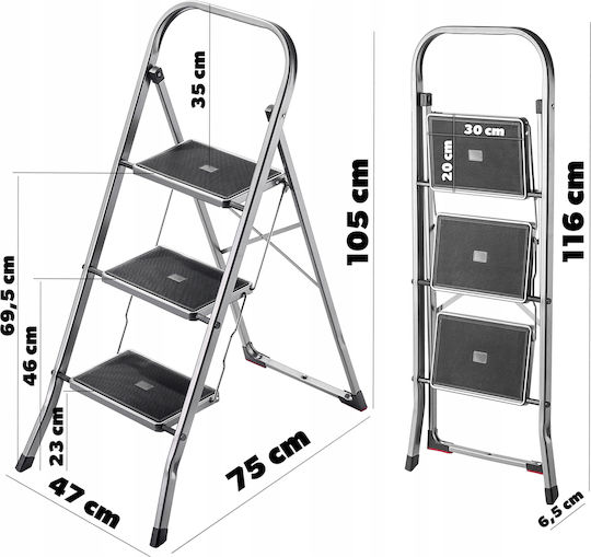 Kadax Leiter Aluminium mit 3 Stufen