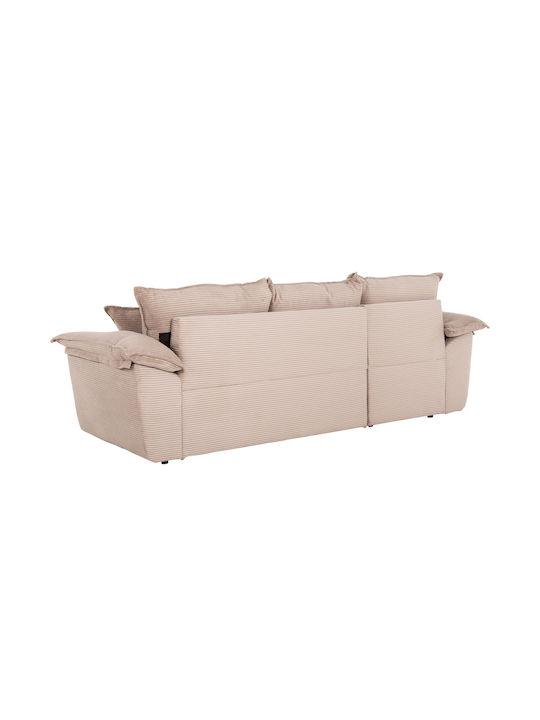 Aldo Corner Couch Bed with Left Corner and Storage Space Beige 256x159x87 cm