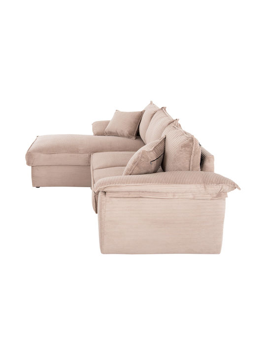 Aldo Corner Couch Bed with Left Corner and Storage Space Beige 256x159x87 cm