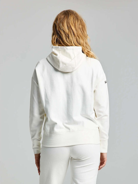 Slam Men's Sweatshirt Jacket with Hood and Pockets White