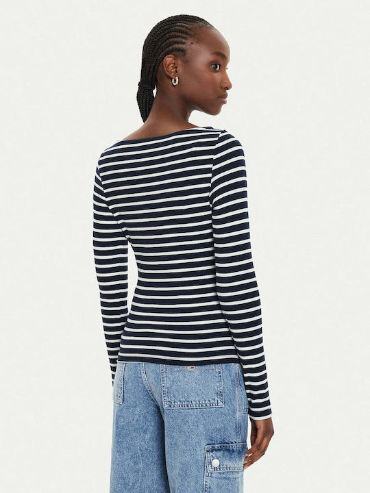 Tommy Hilfiger Tjw Breton Damen Bluse Langärmelig Gestreift Blue