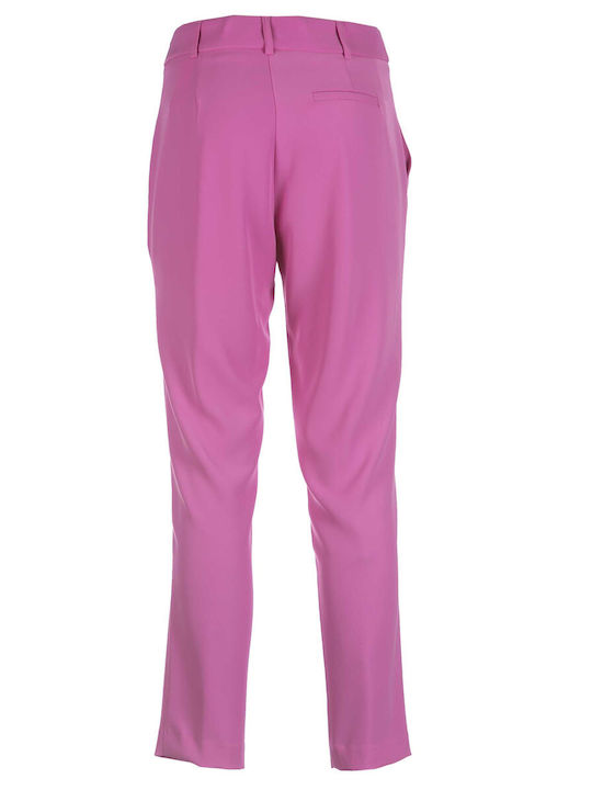 Kontatto Women's High-waisted Fabric Trousers in Regular Fit Pink