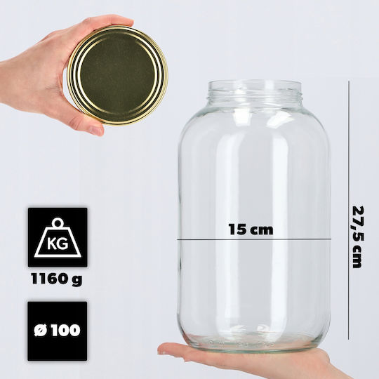 Kadax Vază Utilizare Generală Cu Capac Sticlă Transparentă 4000ml