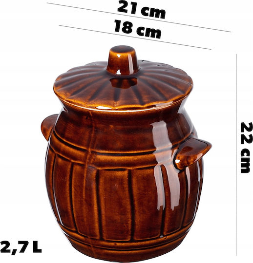 Kadax Ваза Обща Употреба с Капак Керамика Кафява 2700ml