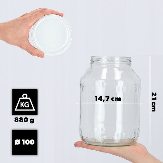 Kadax Set 4 Bucăți Vaze Utilizare Generală cu Capac Sticlă Transparentă 2500ml 4 Bucăți