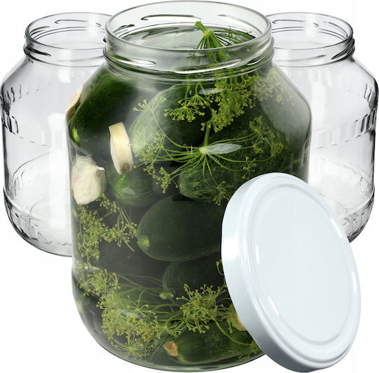 Kadax Set 4 Bucăți Vaze Utilizare Generală cu Capac Sticlă Transparentă 2500ml 4 Bucăți