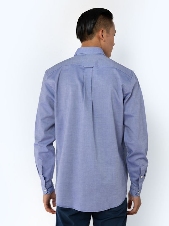Long-sleeved Cotton Shirt Dark Blue