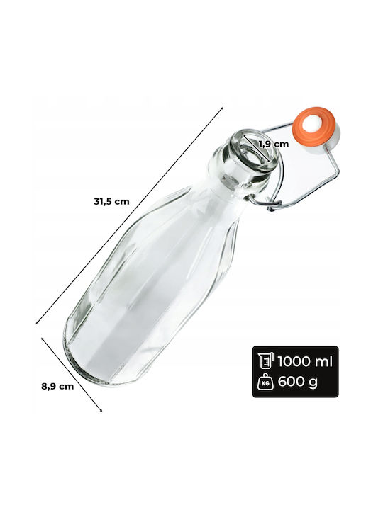Kadax Μπουκάλι Νερού Γυάλινο με Φελλό Διάφανο 1000ml 6 Τεμάχια Kadax Μπουκάλι Νερού Γυάλινο με Φελλό Διάφανο 1000ml 6 Τεμάχια