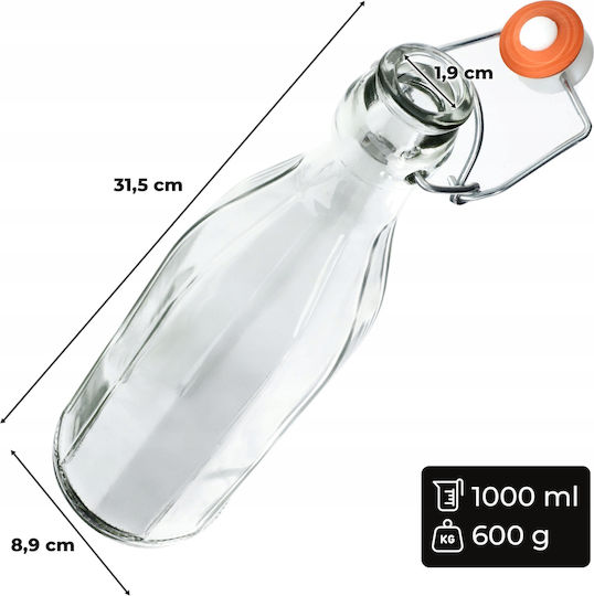Kadax Μπουκάλι Νερού Γυάλινο με Φελλό Διάφανο 1000ml 6 Τεμάχια Kadax Μπουκάλι Νερού Γυάλινο με Φελλό Διάφανο 1000ml 6 Τεμάχια