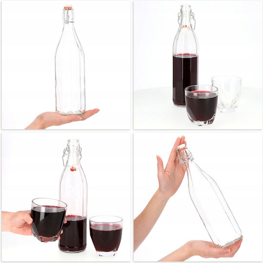 Kadax Bottle Water Glass with Cork Transparent 1000ml 3 Pieces