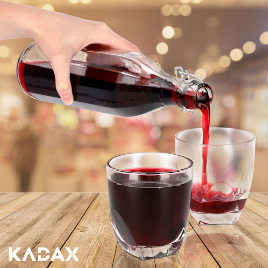 Kadax Bottle Water Glass with Cork Transparent 1000ml 3 Pieces