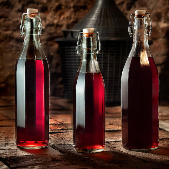 Kadax Flasche Wasser Glas mit Korken Transparent 1000ml 6 Stück