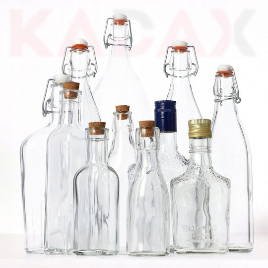 Kadax Bottle Water Glass with Cork Transparent 1000ml 3 Pieces