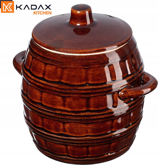 Kadax Βάζο Γενικής Χρήσης με Καπάκι Κεραμικό Καφέ 8000ml