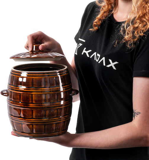 Kadax Βάζο Γενικής Χρήσης με Καπάκι Κεραμικό Καφέ 4000ml