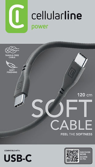Cellular Line Regular USB 2.0 Cablu USB-C bărbătesc - USB-C Negru 1.2m