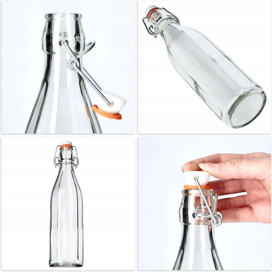 Kadax Μπουκάλι Νερού Γυάλινο με Κλιπ Διάφανο 750ml