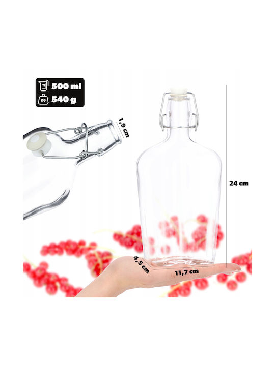 Kadax Flasche Wasser Glas mit Clip Transparent 500ml 6 Stück