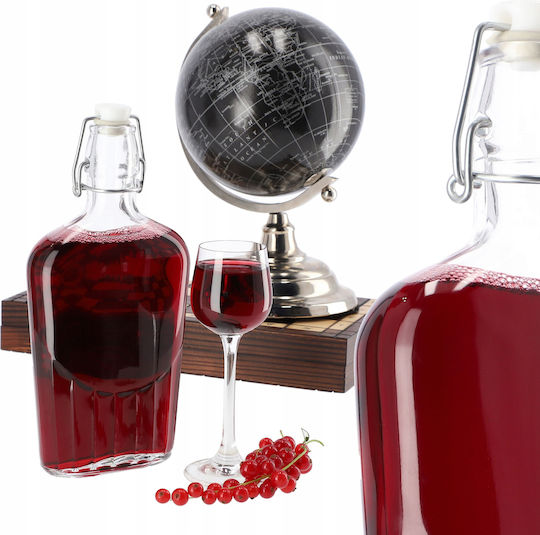 Kadax Μπουκάλι Νερού Γυάλινο με Κλιπ Διάφανο 500ml 6 Τεμάχια