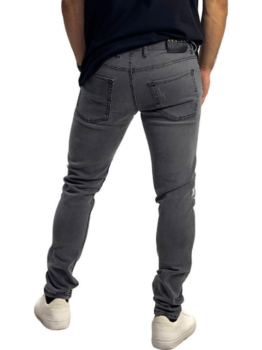 Men's Elastic Jeans Pants with Regular Straight Fit Gray Light Blue 30 1 10 519 3000